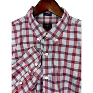J.Crew Mens Slim Fit Plaid Button Down Shirt XL Long Sleeve Cotton Casual